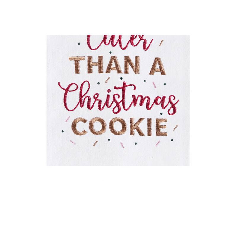 Holiday "Cuter Than A Christmas Cookie" Sentiment Gingerbread Man Cotton Flour Sack Kitchen Dish Towel 27L x 18W in.
