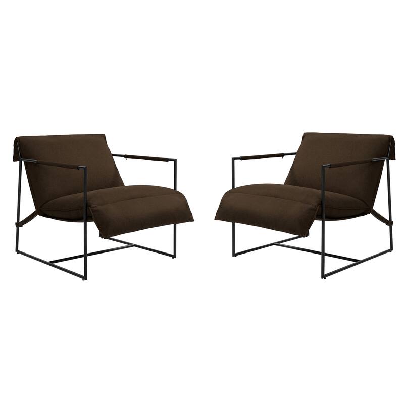 Fabric Accent Chair Metal Framed Sling Armchair Set of 2