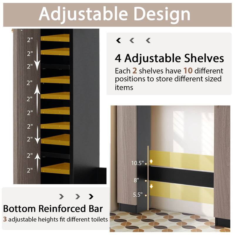 Costway Over The Toilet Storage Cabinet Double Door Bathroom Toilet - See Details