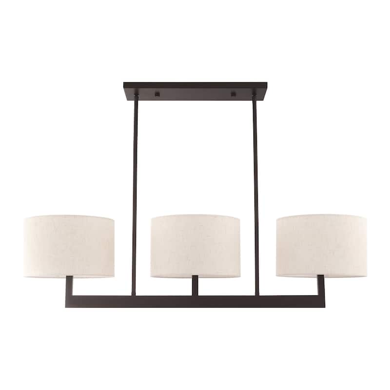 Livex Lighting Hayworth 3 Light 11" Wide Linear Chandelier with Fabric