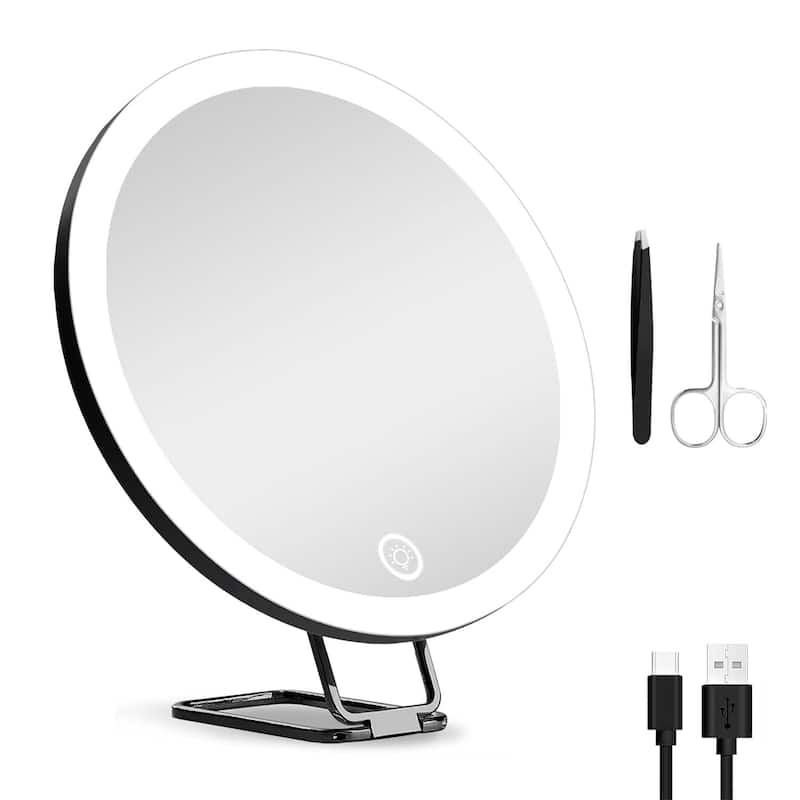 30X Magnifying Mirror with Light, 3 Color Dimmable LEDs