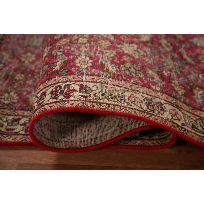 Tabriz Persian Antique Runner Rug Hand-knotted Wool Carpet - 3'3"x 9'3"