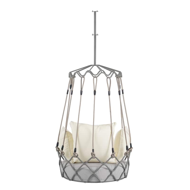 Outdoor Porch Swing Chair Hanging Basket, Hanging Chair with Cushion