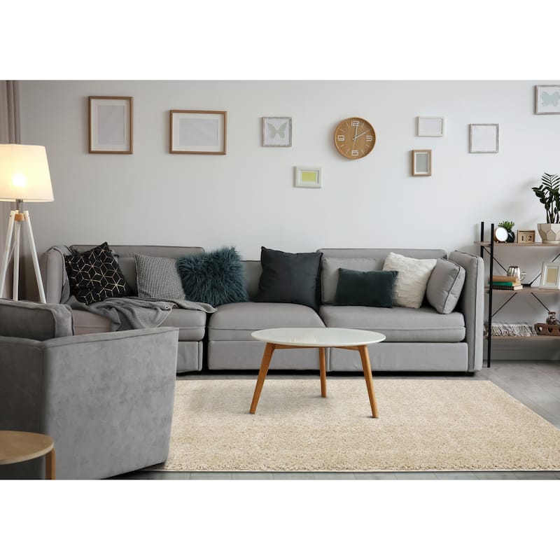 Taylor Collection - Plush Beige Shag Area Rug