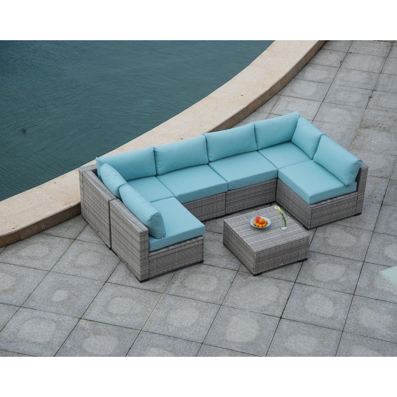 Broyerk 7 piece sectional outlet patio outdoor furniture set