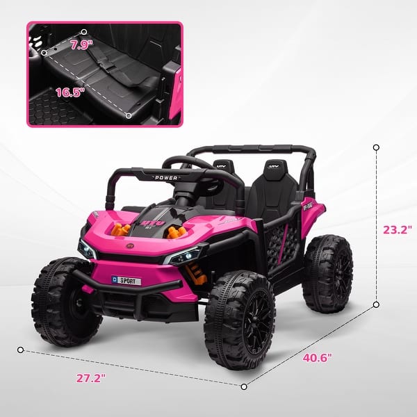 dimension image slide 0 of 3, Qaba 12V Ride On Truck, 3.7 MPH Battery Powered Electric Car for Kids Remote Control, 4-Wheel Suspension, Lights, Horn & Music