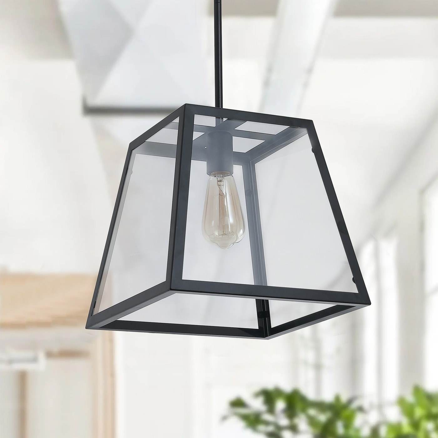 1 Light Prismatic Glass Pendant Lighting 11.8 D 4.7 W 59 H Adjustable