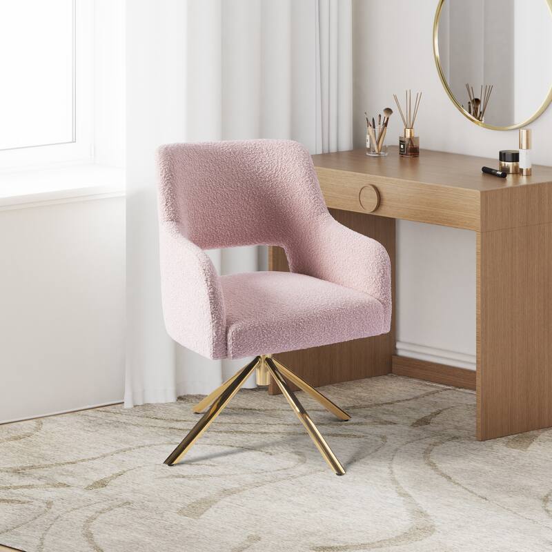 Boucle Polyester Upholstered Swivel Accent Chair - Stain Resistant