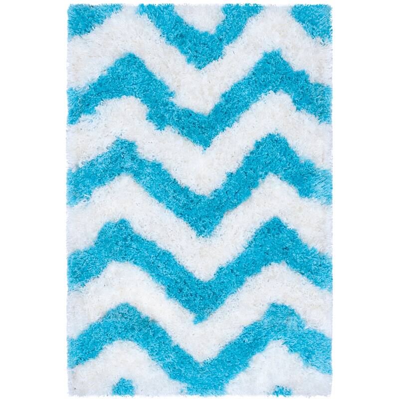 SAFAVIEH Handmade Barcelona Shag Rayya Polyester Rug - 2' x 3' - Ivory/Blue