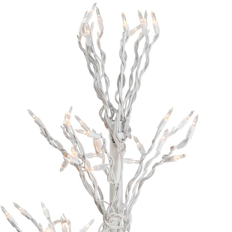 6' White Lighted Christmas Cascade Twig Tree Decoration Clear Lights