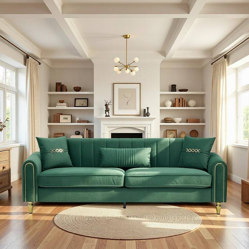 87.4" Luxury Loveseat Sofa with Metal Legs, Round Arms
