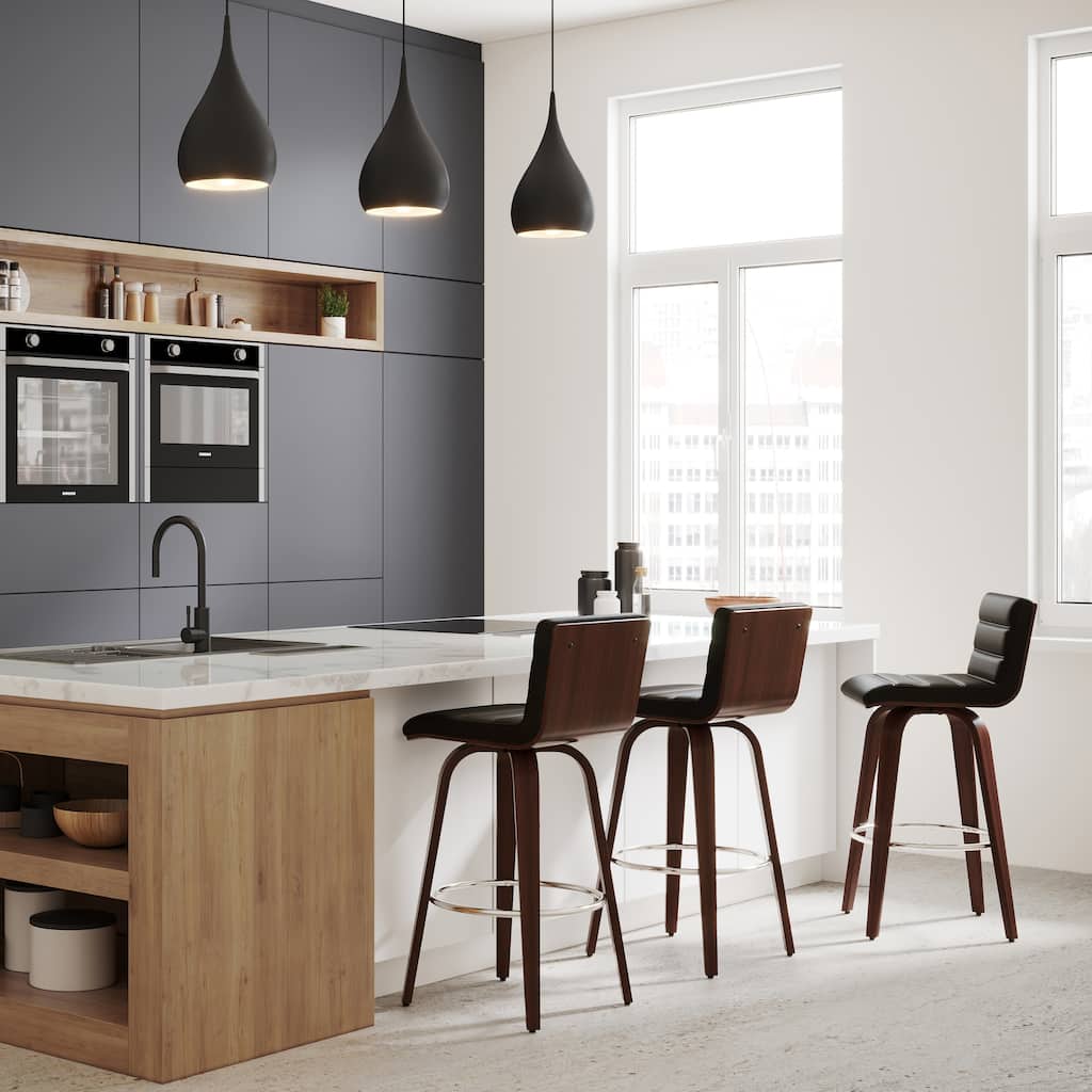 WYNDENHALL Madigan Mid Century Modern 28" Swivel Bar Stool