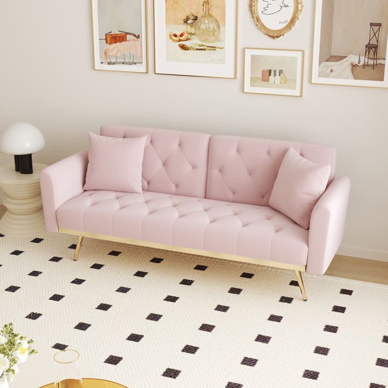 68.30" Velvet double sofa bed in five stylish colors