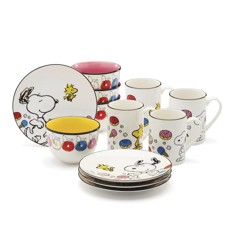 Lenox Chef Snoopy Dinnerware Dessert Set, Service for 4 - Multi 12-Piece Dessert Set - 12 Piece