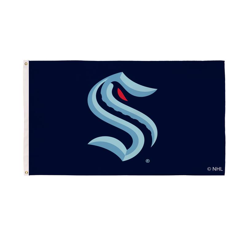 Seattle Kraken Single Sided Flag w/ 2 Grommets, 3'x5' - Multi