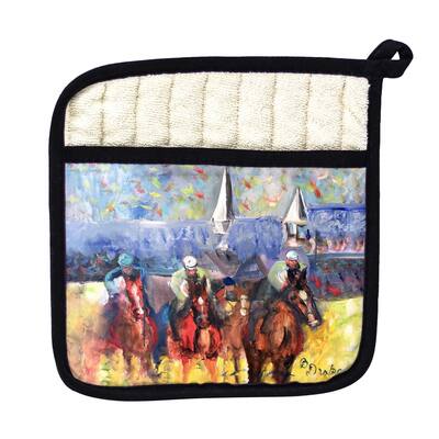 Horse Steeplechase Pot Holder - 9x9