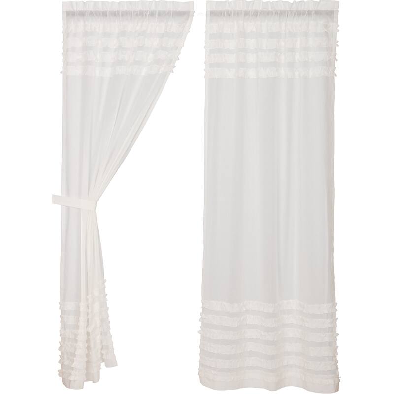 White Ruffled Sheer Petticoat Panel Set of 2 84x40 - Panel 84x40