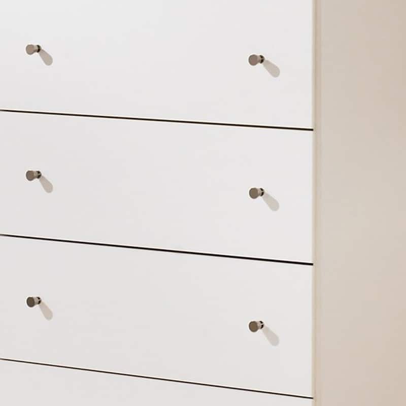 Twik Tall Dresser Chest, 5 Storage Drawers, White Molded Trim Details