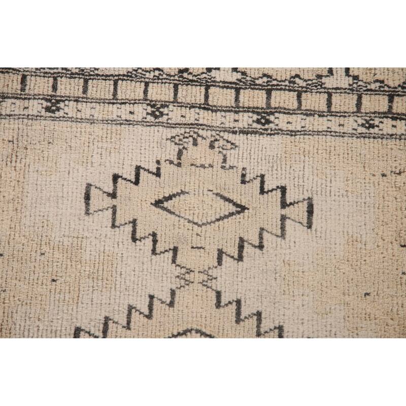 Hand Knotted Oriental 100% Wool Carpet Traditional Geometric Beige & Ivories Bokhara Area Rug - 4' 8'' X 2' 11''
