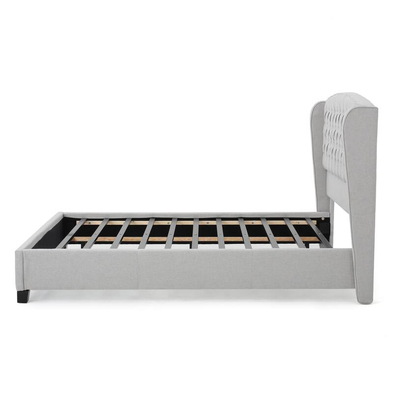 Modern Upholstered Platform Bed with Button-Tufted Headboard
