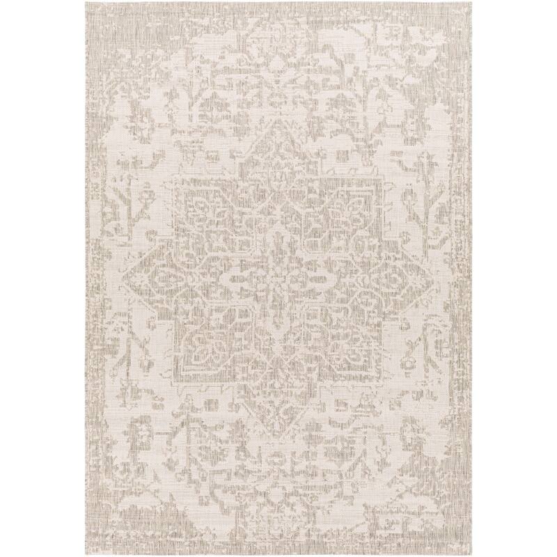 Hauteloom Canadian Living Room, Bedroom Patio Outdoor Area Rug - Gray, Medium Gray, Peach - 2' x 2'11"