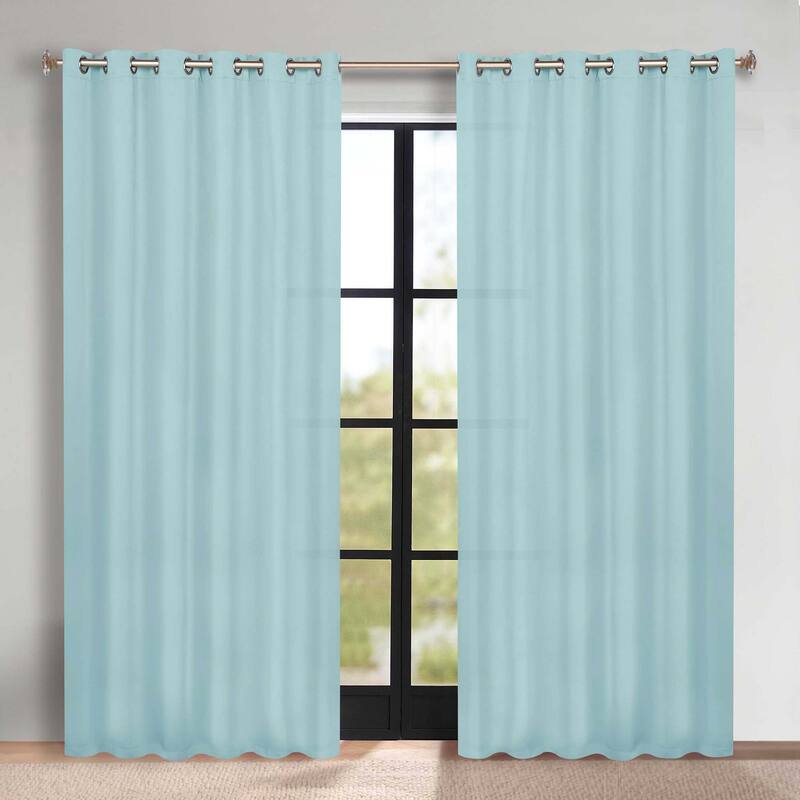 Superior Solid Machine Washable Room Darkening Grommet Blackout Curtains, Set of 2
