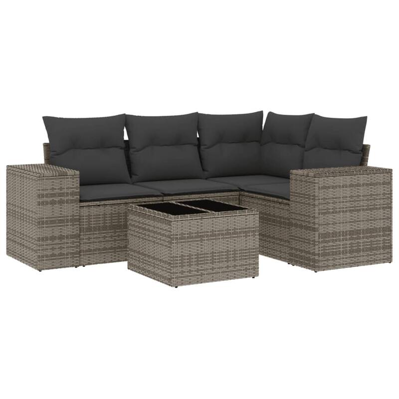 vidaXL Patio Sofa Set with Cushions Outdoor Conversation Furniture Poly Rattan