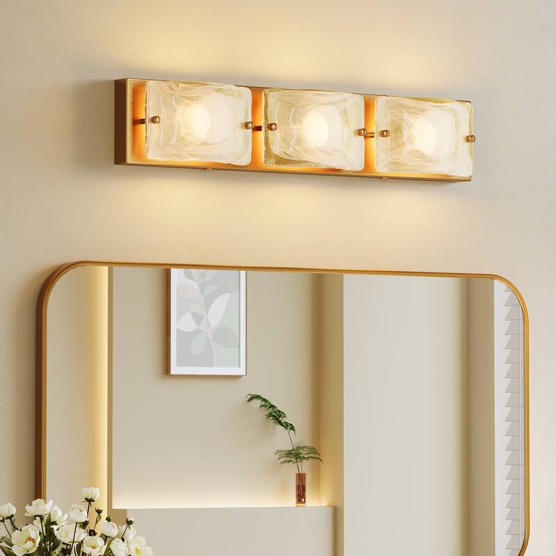 3 Tiles Cloud Glass Bathroom LED Vanity Light with 3CCT Adjustable