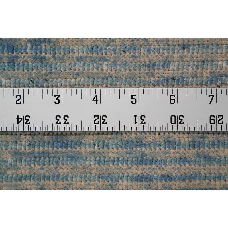 Hand Knotted Oriental Viscose Silk Carpet Modern All-Over Navy Blue & Blues Abstract Area Rug - 7' 5'' X 5' 4''