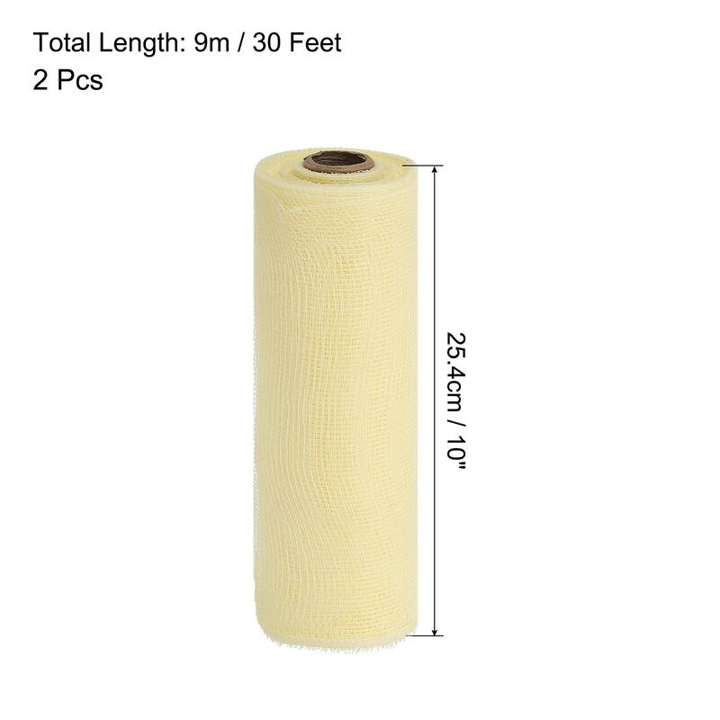 2 Pcs 10" x 30Feet PP Decorative Mesh Ribbon, with Foil - Cream