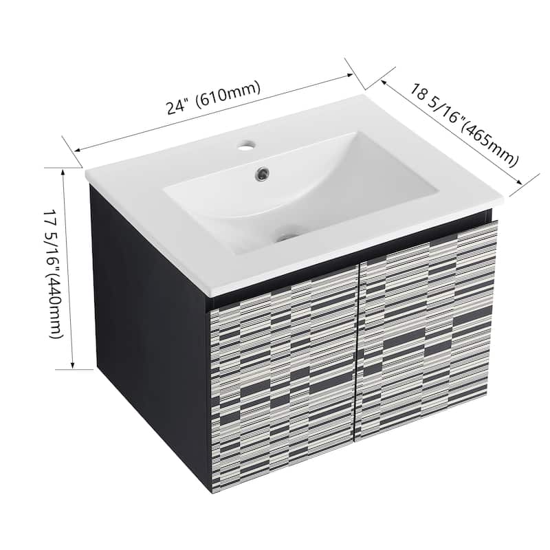 Bathroom Vanity With Sink In 24/30 Inch, Floating Bathroom Vanity with Soft Close Door