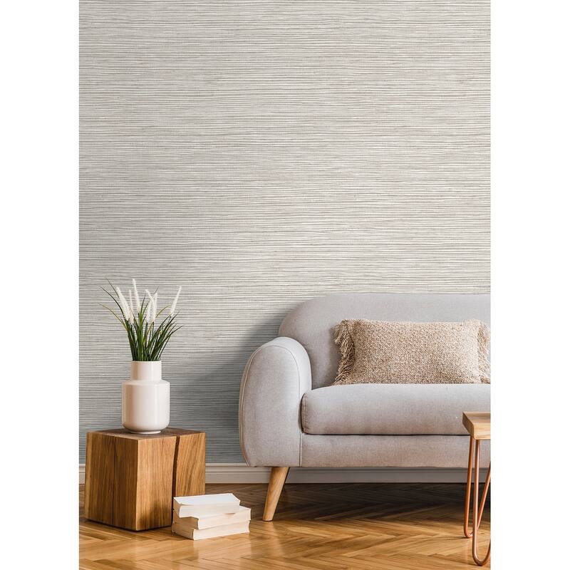 Advantage Alton Light Grey Faux Grasscloth Wallpaper