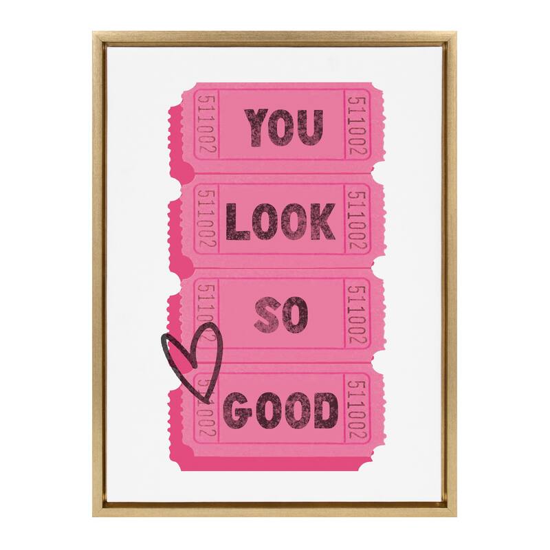 Kate and Laurel Sylvie You Look So Good Pink Tickets Framed Canvas by Alli Standefer
