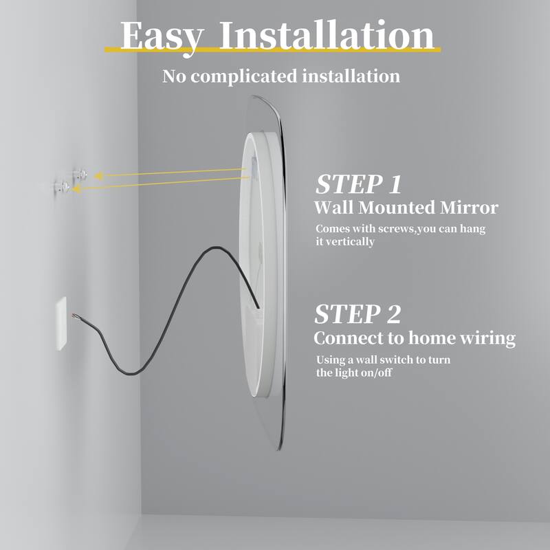 Innovation Lighted LED Bathroom Mirror 28"x32" Wall Mounted Vanity Mirror - 28”x32”