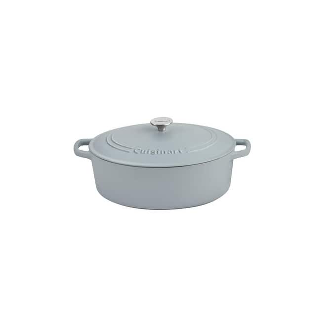 Cuisinart Chef's Classic 7-Quart, Enameled Cast Iron Oval Covered Casserole - Matte Grey