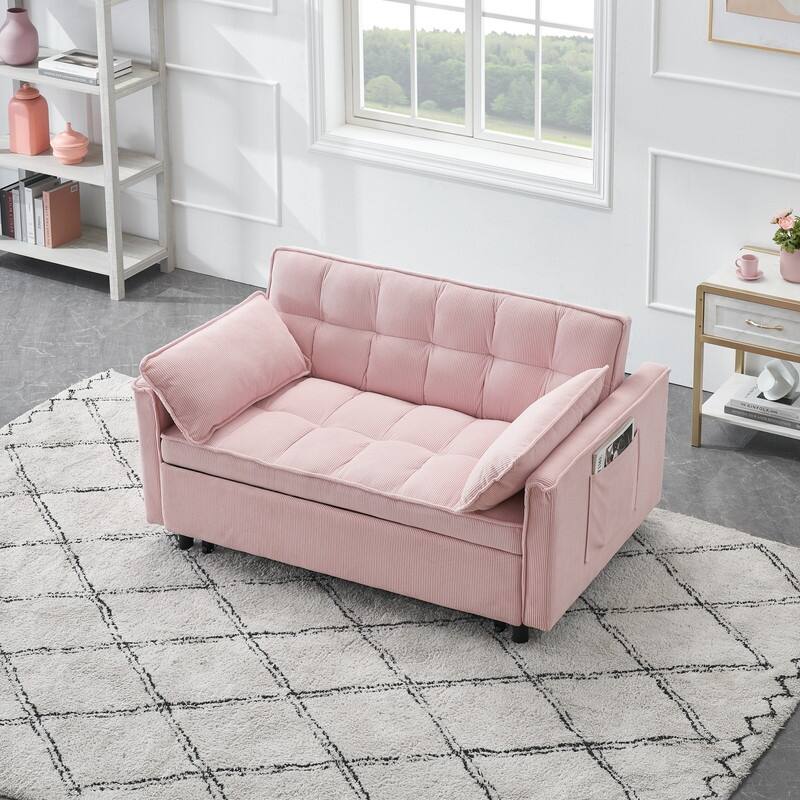 55" Corduroy Double Upholstered Sofa Bed