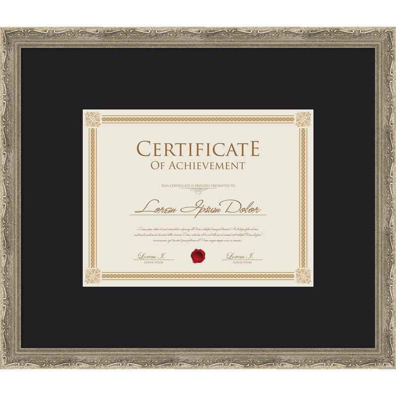 Mila Picture Frame, Photo Frame - 17x14.5 Matted Black 11x9 - Mila Dark Silver