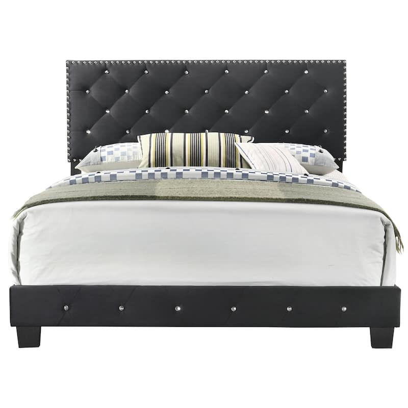 Coastal Craftsman Bed - Soft Velvet Upholstered Bed Frame - Modern Bedroom Bed