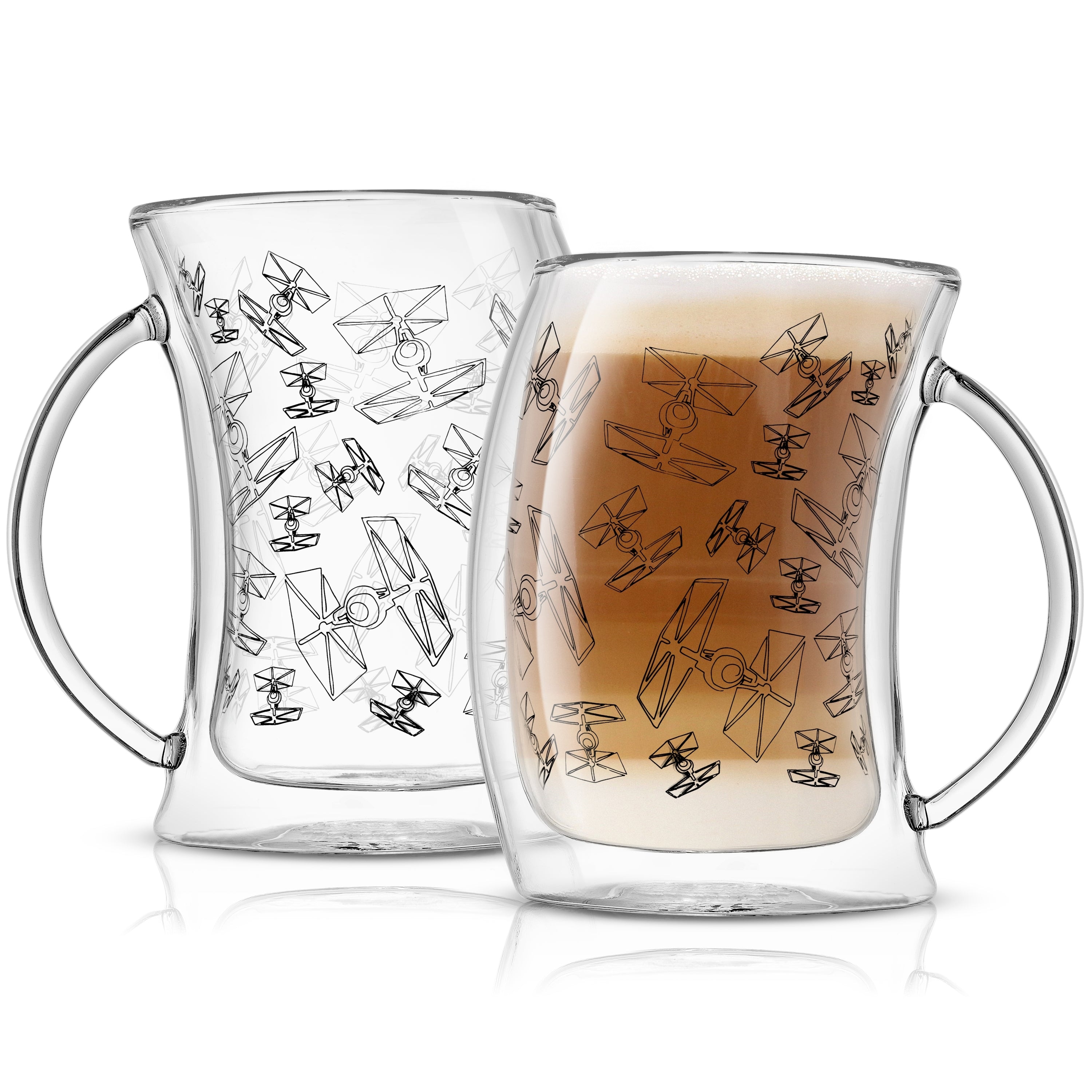 JoyJolt Disney Mickey 3D Double Wall Coffee Tea Mugs - 10 oz - (Set of 2), Clear