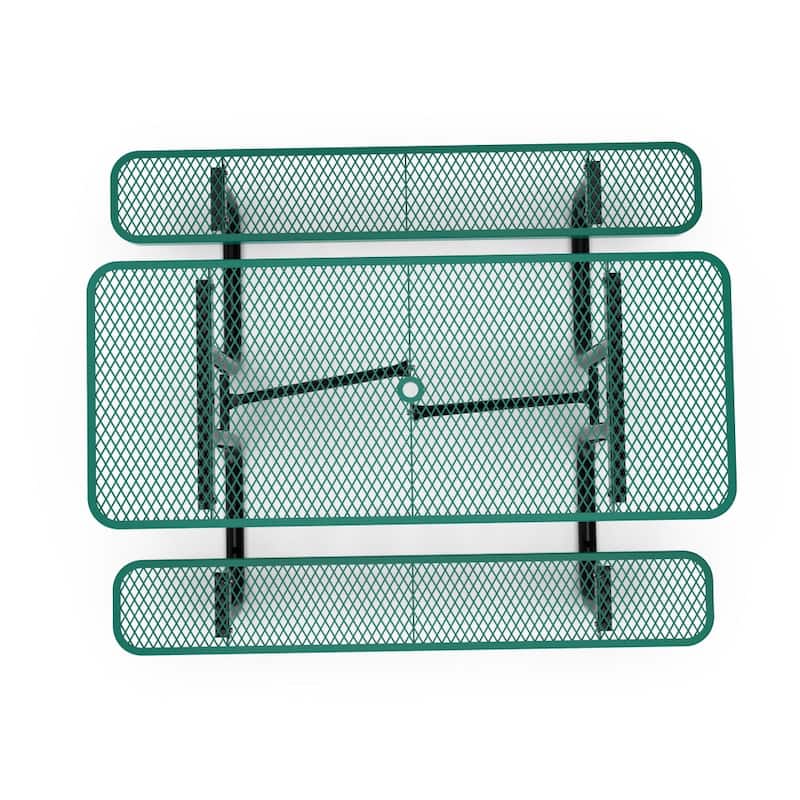 Commercial Grade Expanded Mesh Metal Outdoor Picnic Table - 72.25"D x 61.75"W x 29.5"H