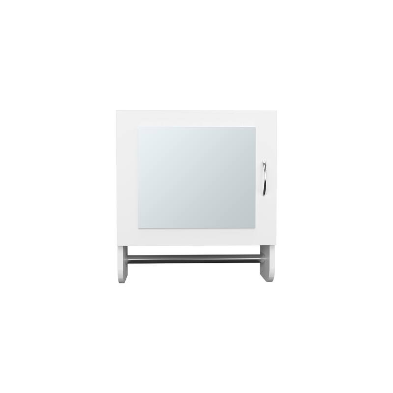 White Mirror Medicine Cabinet with Towel Rack, Two Shelves for Bathroom and Kitchen Storage