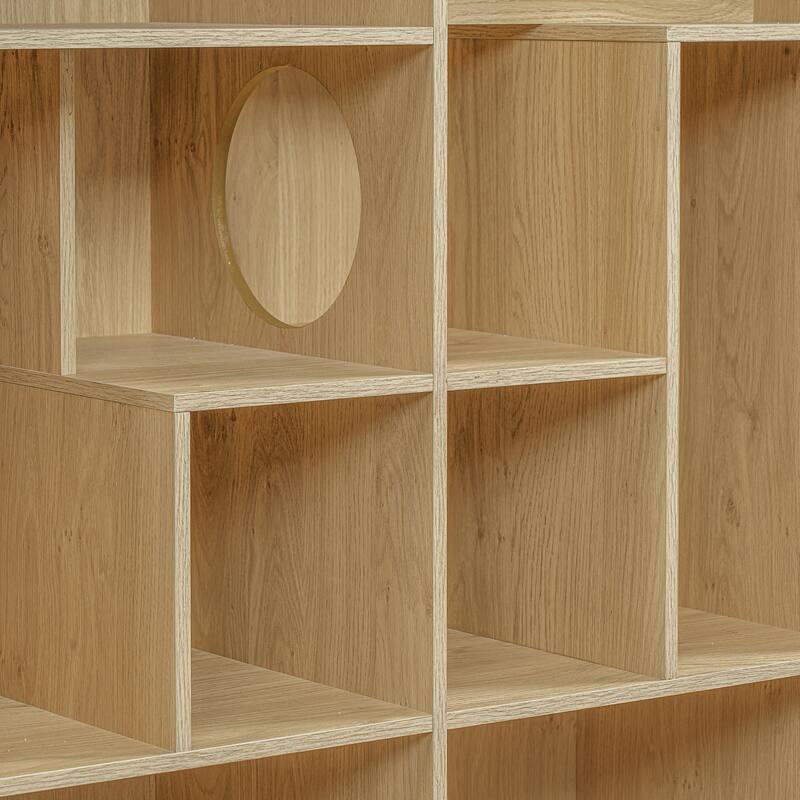 Roomfitters Modern 2 in 1 Wood Bookshelf Cat House, Cat Tree Display Storage Shelf with Litter Box Enclosure