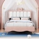 preview thumbnail 1 of 14, Cute Princess Bed Upholstered Platform Bed with Headboard, Unique Princess Design Bed Frame with Bow-Knot & Metal Leg Pink - Twin