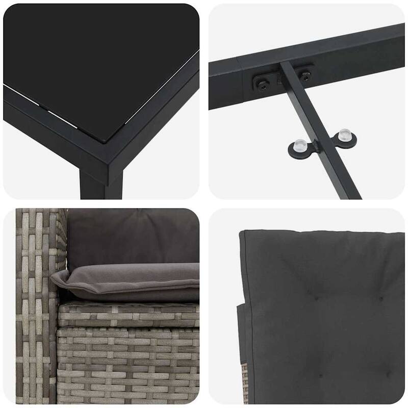 vidaXL Garden Dining Set with Cushion Poly Rattan