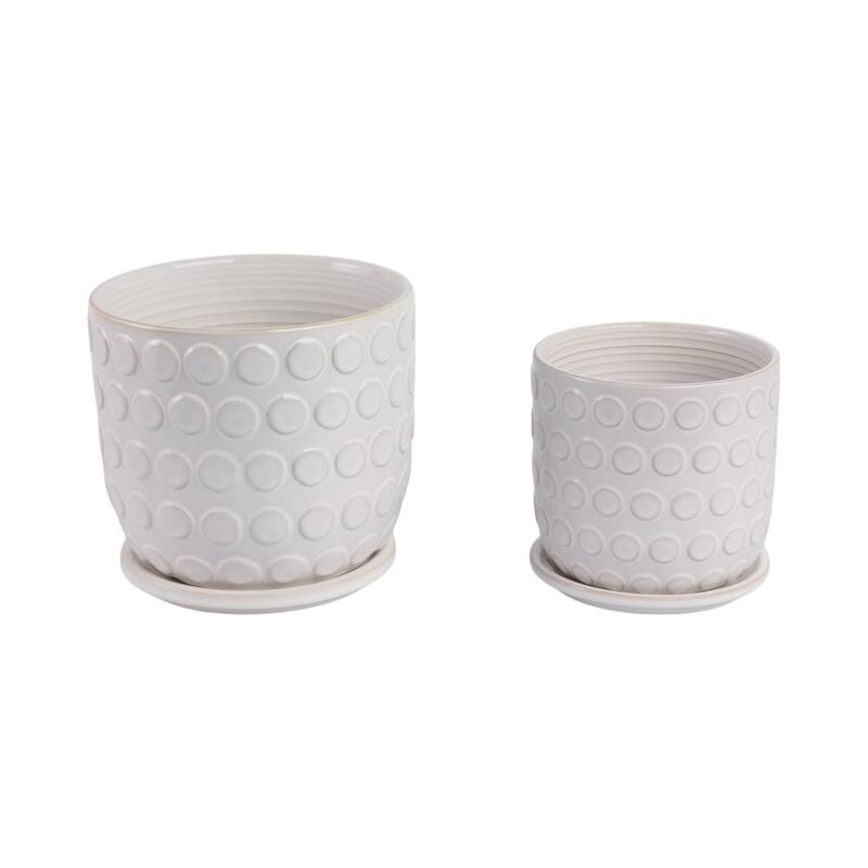 Ceramic Circular Saucer Planters Set of 2 - 6/8 in.
