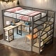 preview thumbnail 2 of 11, Versatile Black Metal Loft Bed with Desk, 3-Tier Shelves, and Staircase - Full Size
