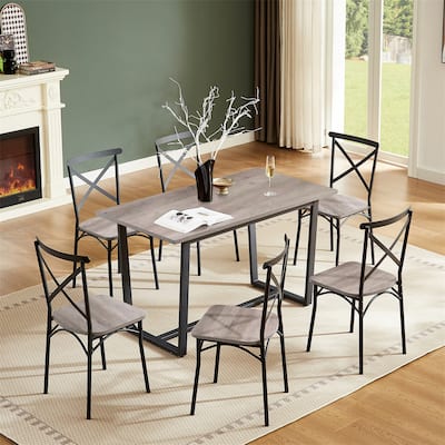 Retro 7 Pieces Dining Set for Kitchen
