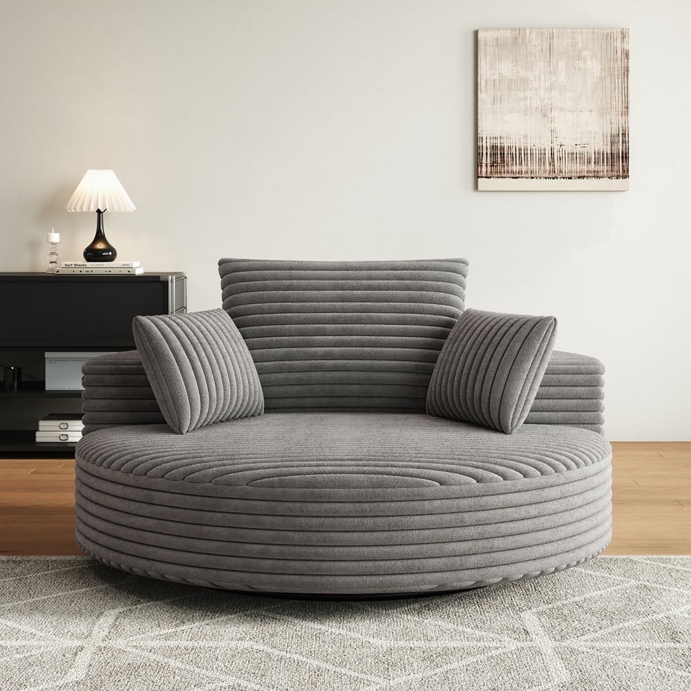 360 Degree Swivel Chair Corduroy Chenille Foam Single Sofa