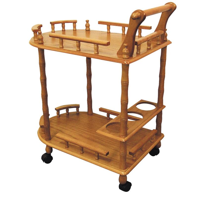 29" Tall 2-Tier Wooden Wine Table With Oak Finish(no include stool)