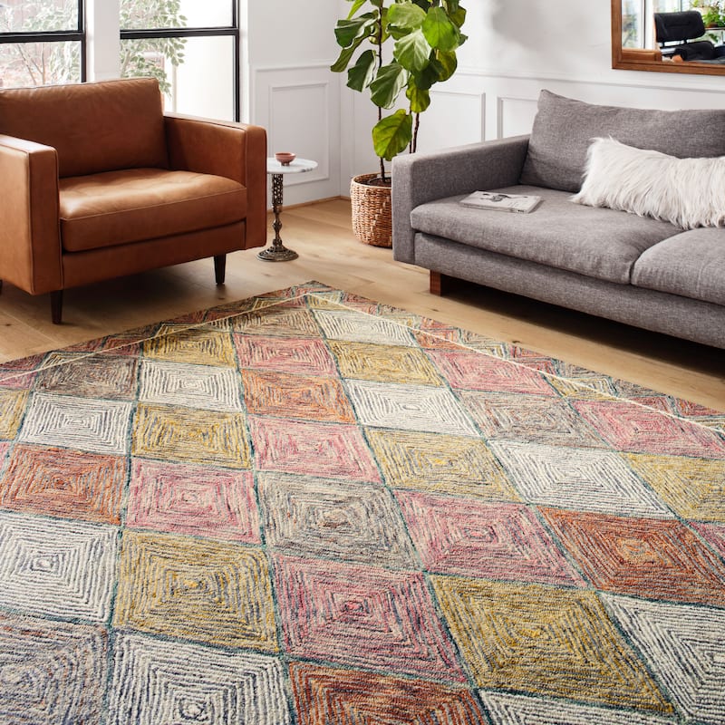 Alexander Home Kaleidoscope Diamond Hand-Hooked Wool Rug